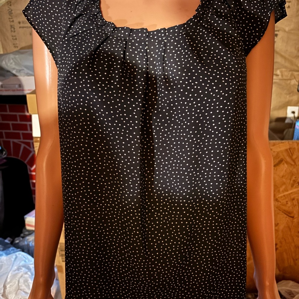 Ladies LC Lauren Conrad Black and White Polka Dot Blouse Size M